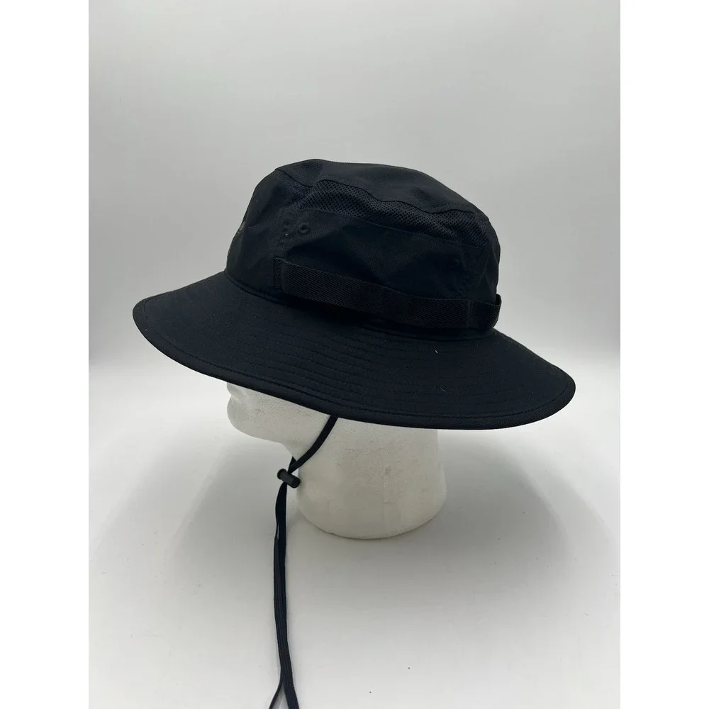 Adidas Originals Black Boonie Bucket Hat Trefoil Logo Chin Strap One Size